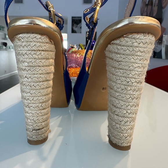 Michael Kors Royal Blue Platform Sandals Woven Heel size 7 - Picture 5 of 9